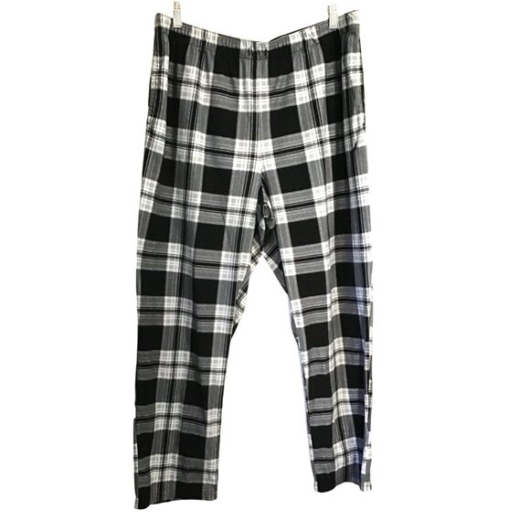 NAUTICA- MENS BLACK/WHITE PLAID ELASTIC WAIST PAJAMA PANTS BOTTOMS SIZE LARGE - Picture 1 of 7